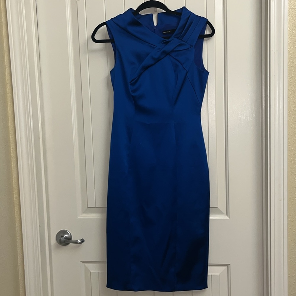 Karen Millen Royal Blue Cap Sleeve Midi Dress, UK size 10/US size 6